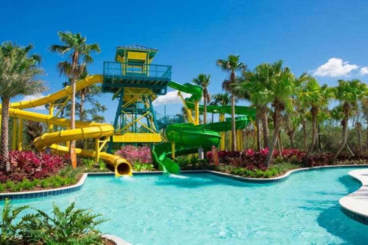 Waterslides and lazy river